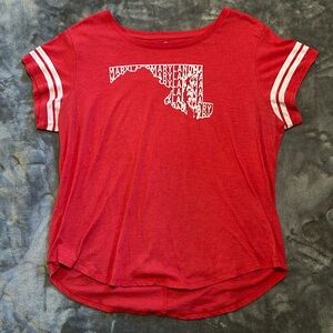 Home Free Women Red and White Shirt with stripes on the sleeves  Size XLarge